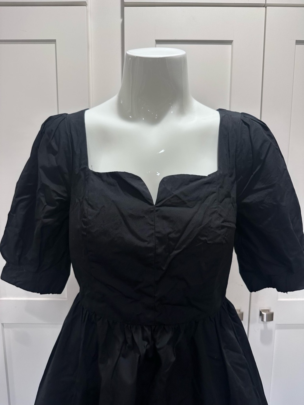 Madewell Poplin Puff-Sleeve Mini Dress Black - Picture 5 of 9